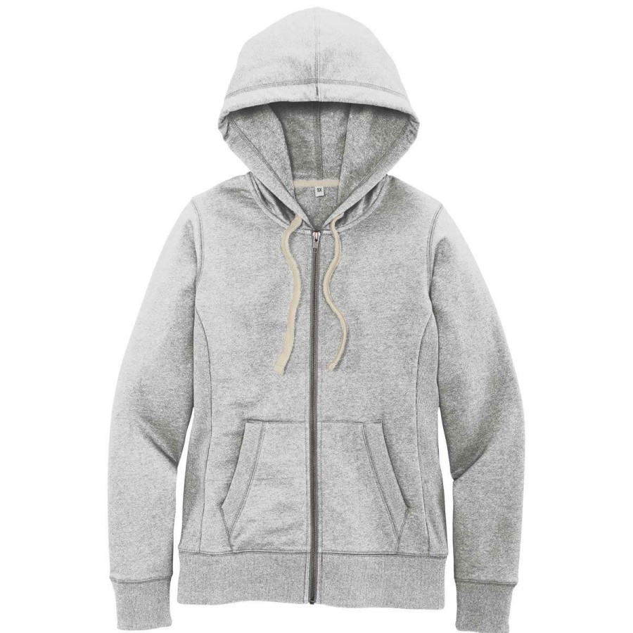 * District Women'S Light Heather Grey Re-Fleece Full-Zip Hoodie | Full Zips