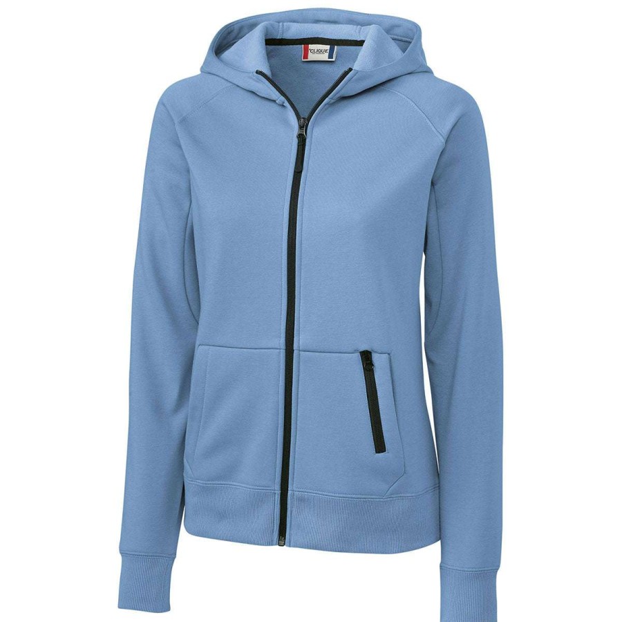 * Clique Women'S Light Blue Lund Fleece Zip Hoodie | Full Zips