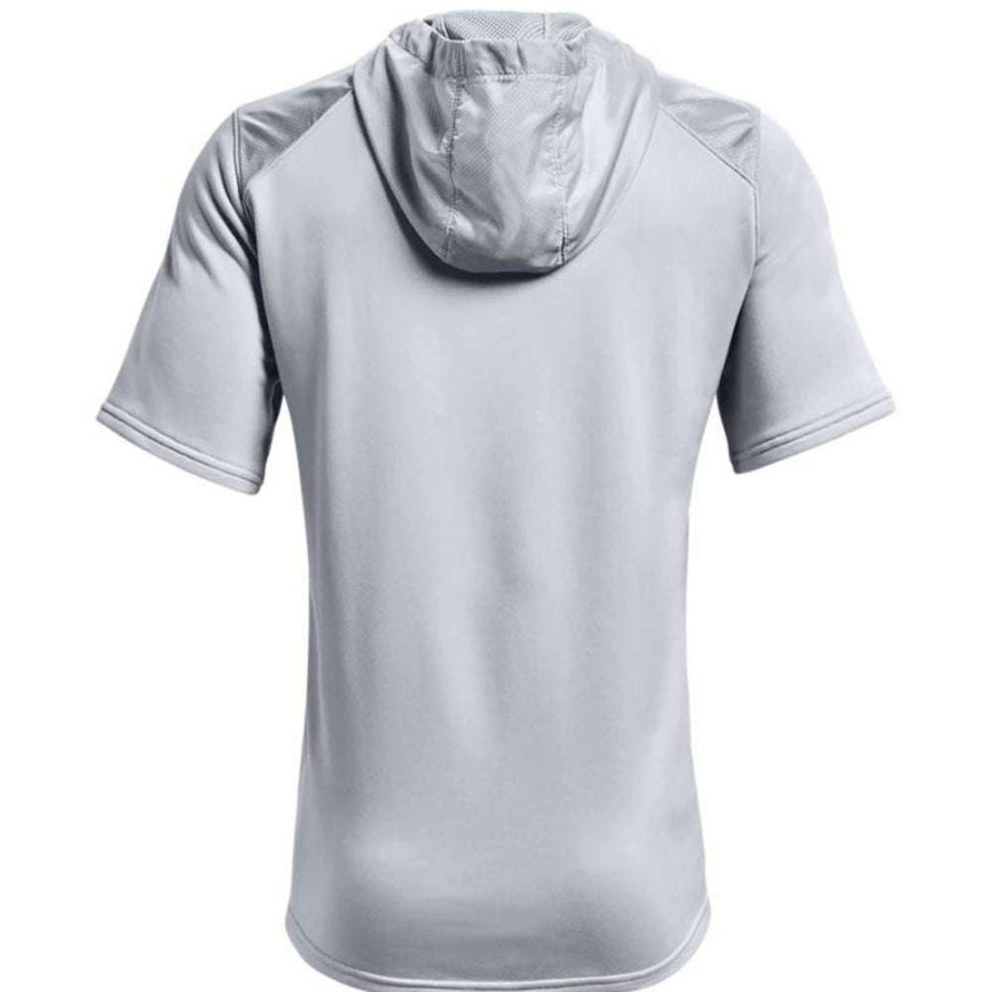 * Under Armour Men'S Mod Grey/White Command Short Sleeve Hoodie | Quarter Zips