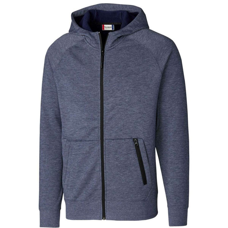 * Clique Men'S Navy Lund Fleece Zip Hoodie | Full Zips