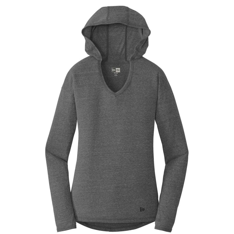 * New Era Women'S Dark Graphite Tri-Blend Performance Pullover Hoodie Tee | Sweatshirts