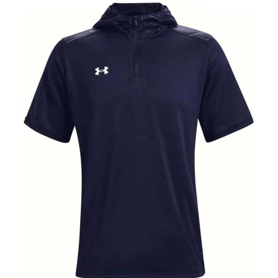 * Under Armour Men'S Midnight Navy/White Command Short Sleeve Hoodie | Quarter Zips