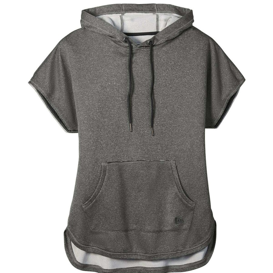 * New Era Women'S Graphite Heather Performance Terry Short Sleeve Hoodie | Sweatshirts