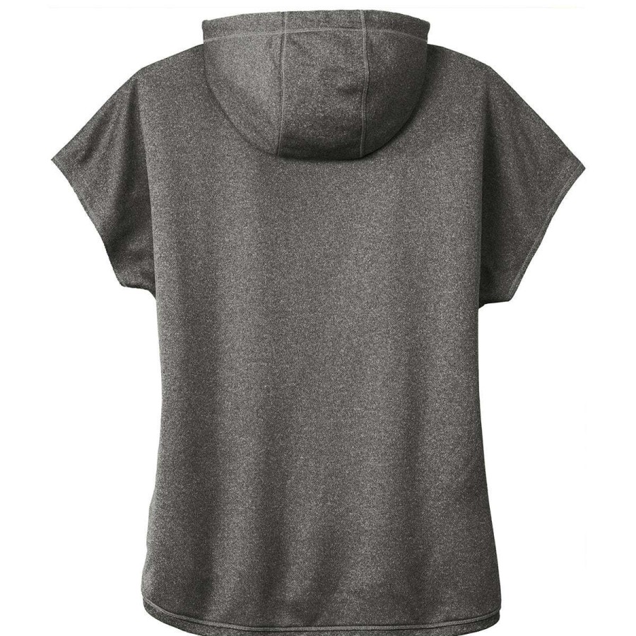 * New Era Women'S Graphite Heather Performance Terry Short Sleeve Hoodie | Sweatshirts