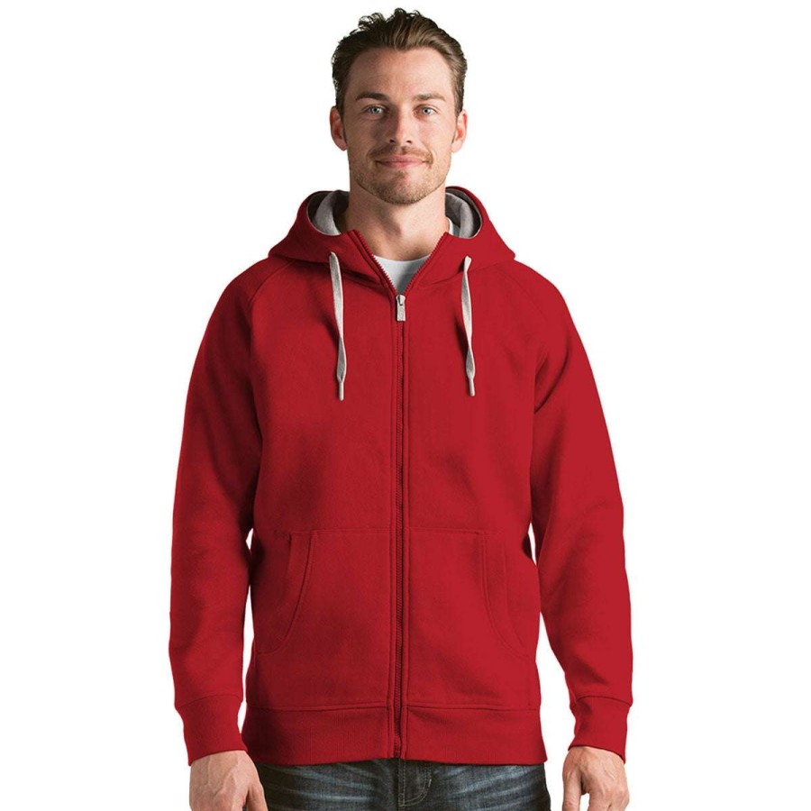 * Antigua Men'S Dark Red Victory Full Zip Hoodie | Full Zips