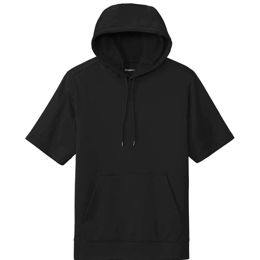 * Sport-Tek Men'S Black Sport-Wick Fleece Short Sleeve Pullover Hoodie | Sweatshirts