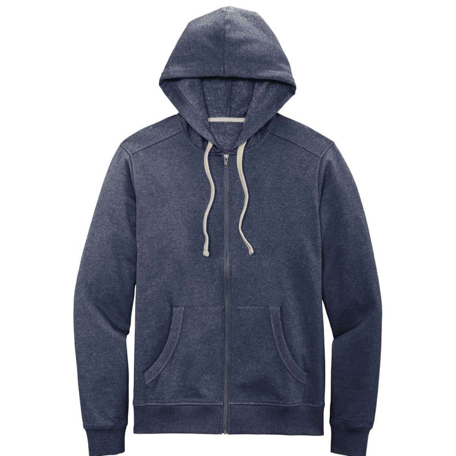 * District Men'S Heathered Navy Re-Fleece Full-Zip Hoodie | Full Zips