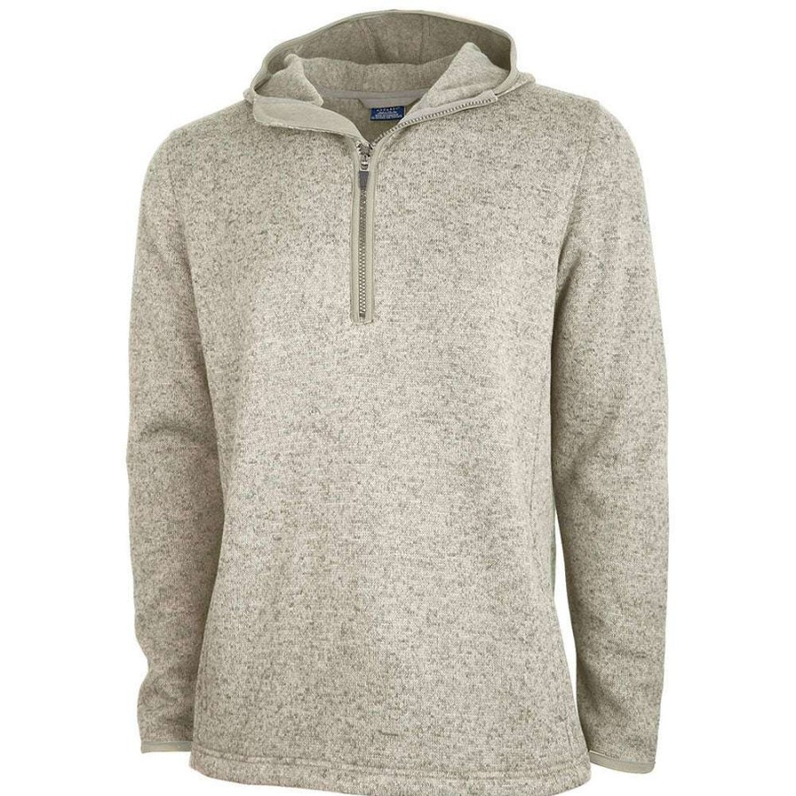 * Charles River Men'S Oatmeal Heathered Fleece Quarter Zip Hoodie | Quarter Zips