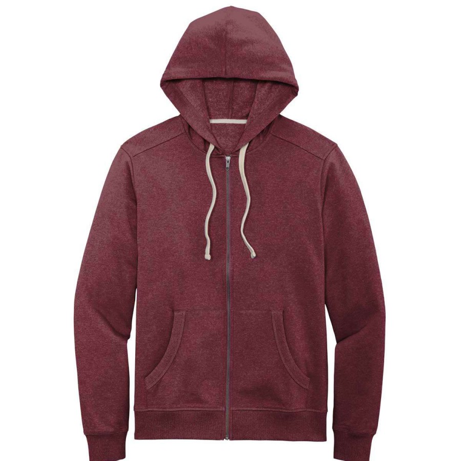 * District Men'S Maroon Heather Re-Fleece Full-Zip Hoodie | Full Zips