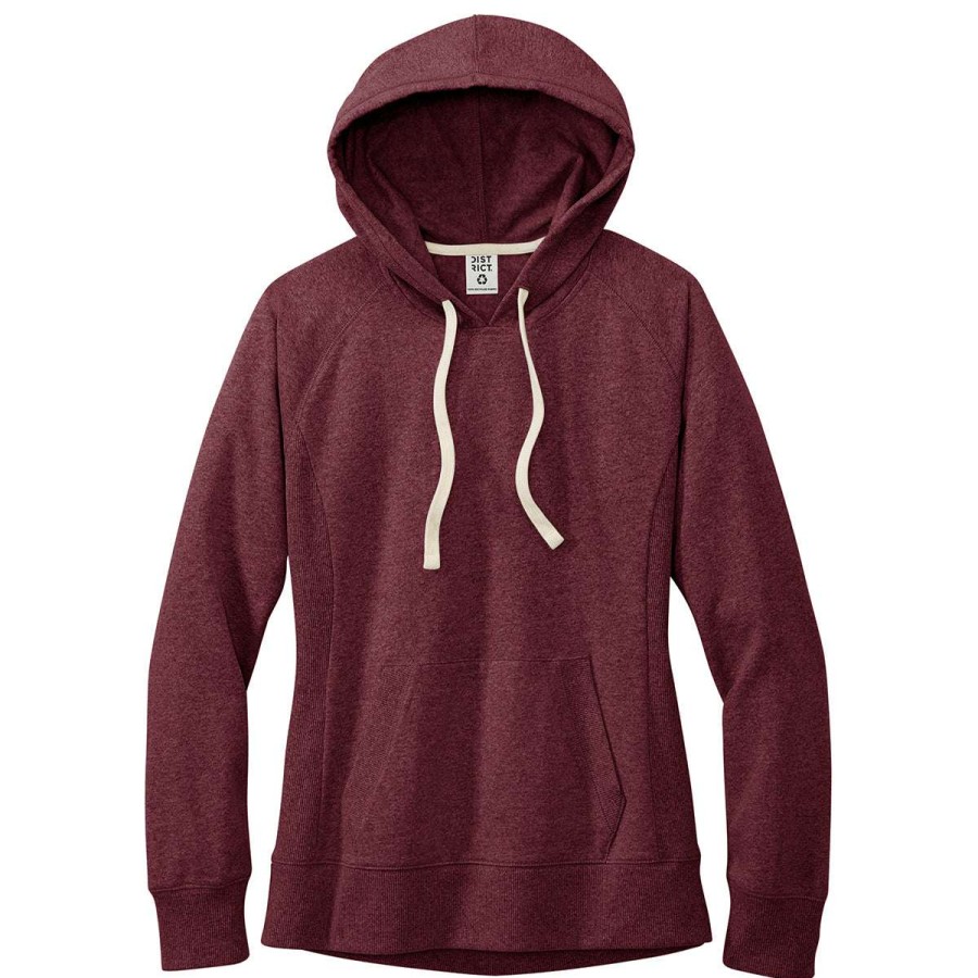 * District Women'S Maroon Heather Re-Fleece Hoodie | Sweatshirts