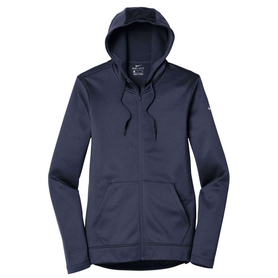 * Nike Women'S Midnight Navy Therma-Fit Full-Zip Fleece Hoodie | Full Zips