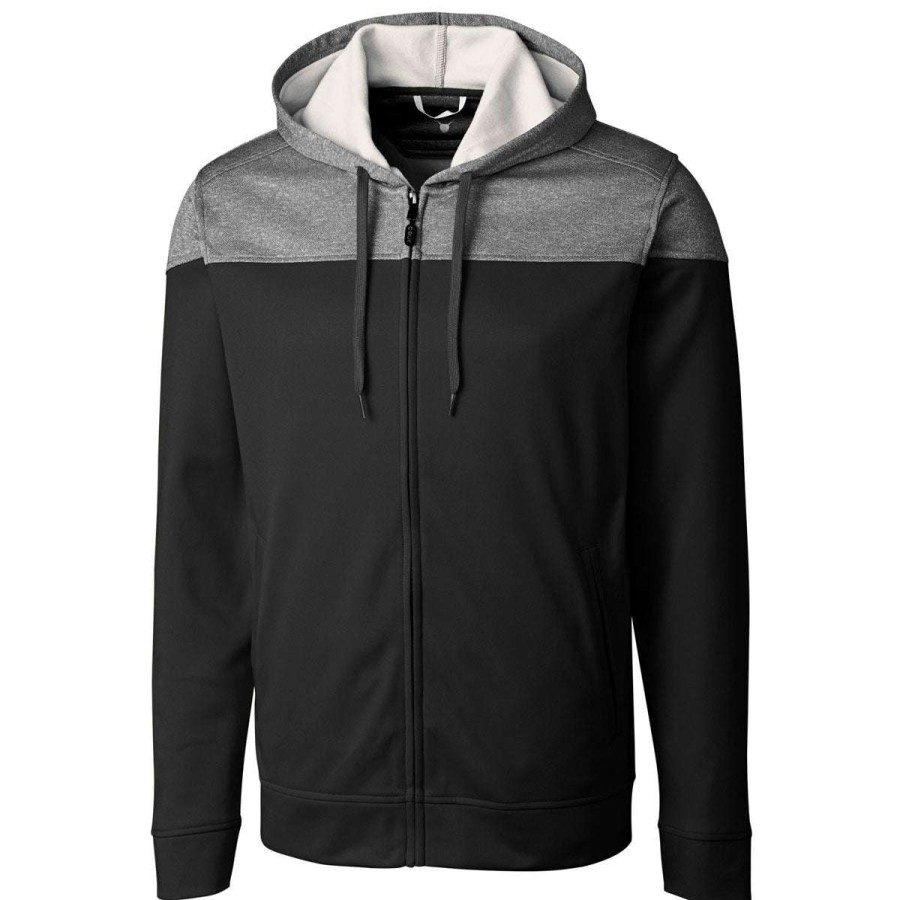 * Cutter & Buck Men'S Black Pop Fly Hoodie | Full Zips