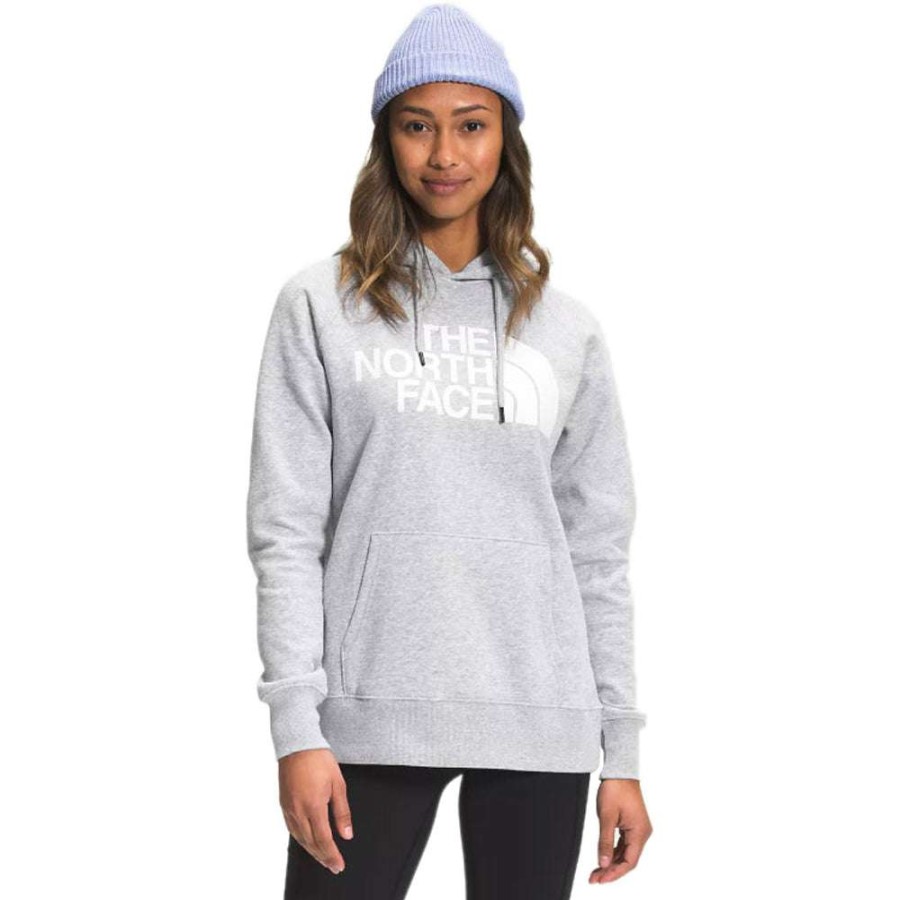 * The North Face Women'S Light Grey Heather/White Half Dome Pullover Hoodie | Sweatshirts