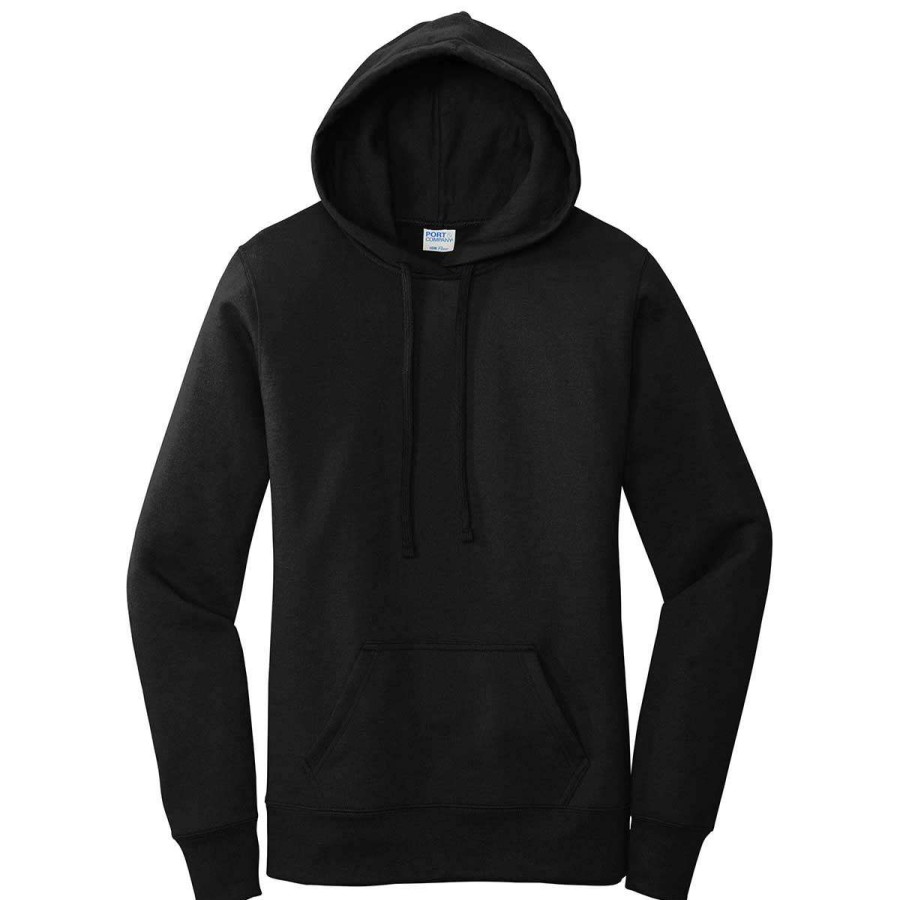 * Port & Company Women'S Jet Black Core Fleece Pullover Hoodie | Sweatshirts