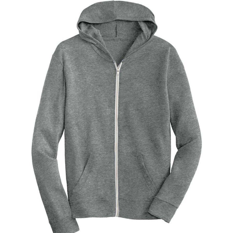 * Alternative Apparel Men'S Grey Eco-Jersey Zip Hoodie | Full Zips