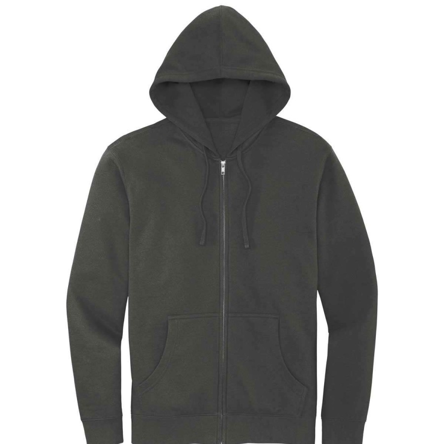 * District Men'S Charcoal V.I.T. Fleece Full-Zip Hoodie | Full Zips