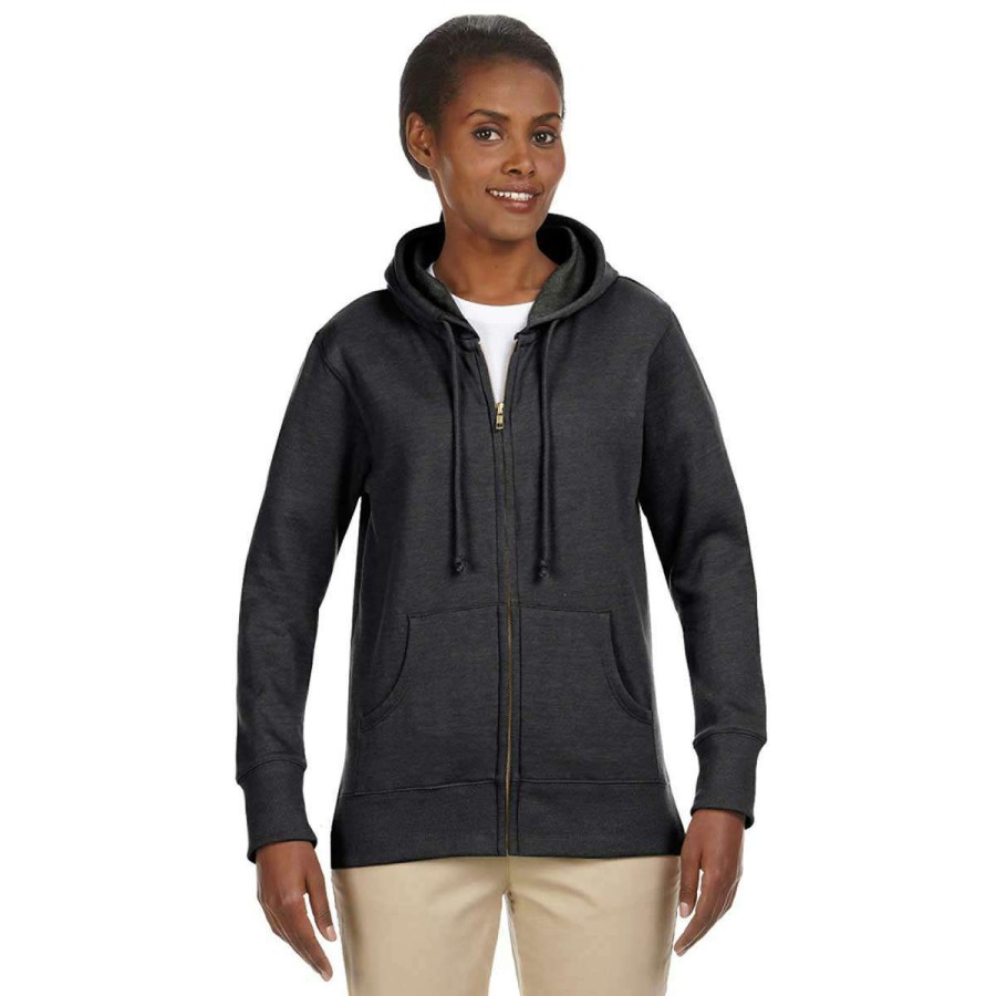 * Econscious Women'S Charcoal Organic/Recycled Heathered Fleece Full-Zip Hoodie | Full Zips