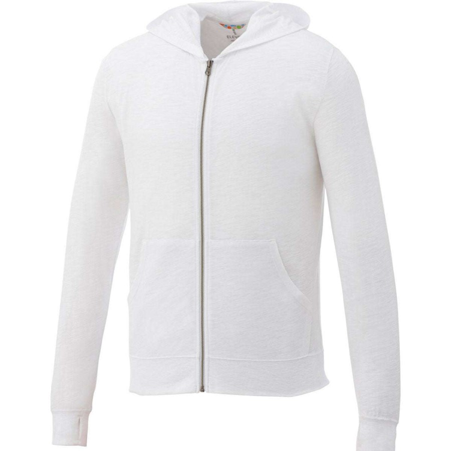 * Elevate Men'S White Garner Knit Full Zip Hoodie | Full Zips