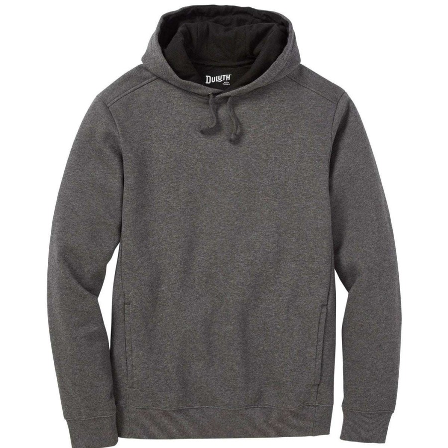 * Duluth Men'S Dark Grey Heather Fleece Pullover Hoodie | Sweatshirts