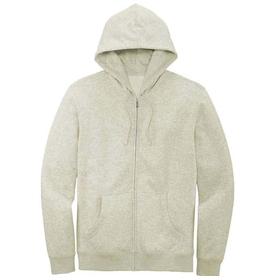 * District Men'S Oatmeal Heather V.I.T. Fleece Full-Zip Hoodie | Full Zips