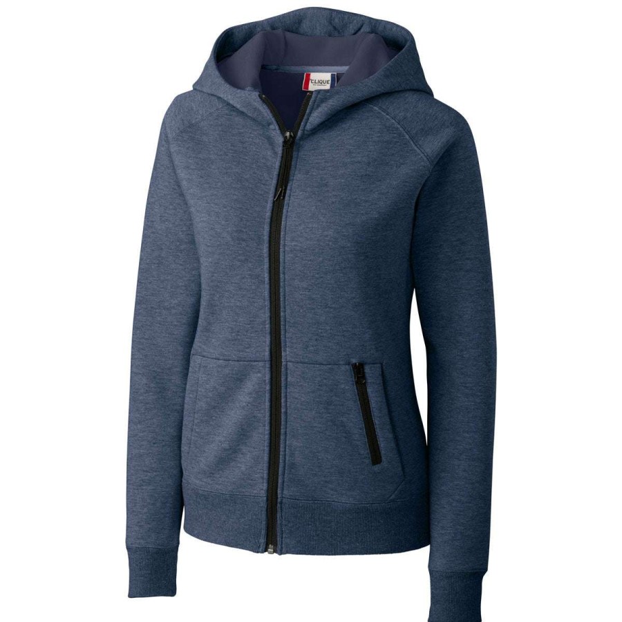 * Clique Women'S Navy Lund Fleece Zip Hoodie | Full Zips