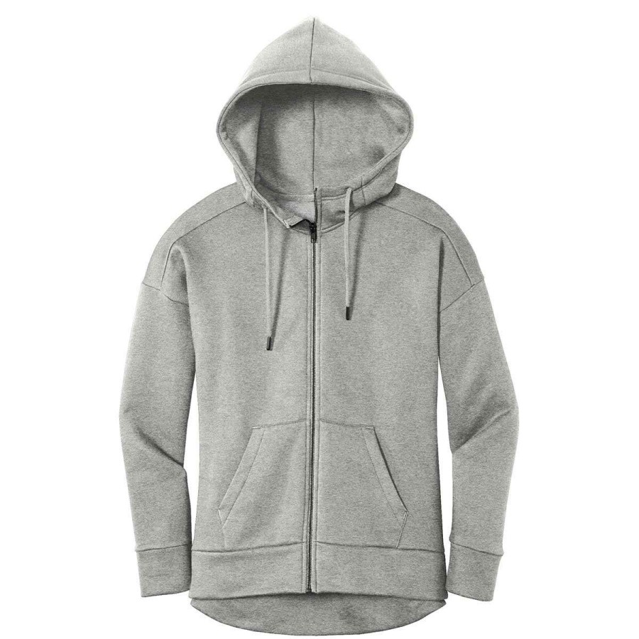 * District Women'S Heathered Steel Perfect Weight Fleece Full-Zip Hoodie | Full Zips