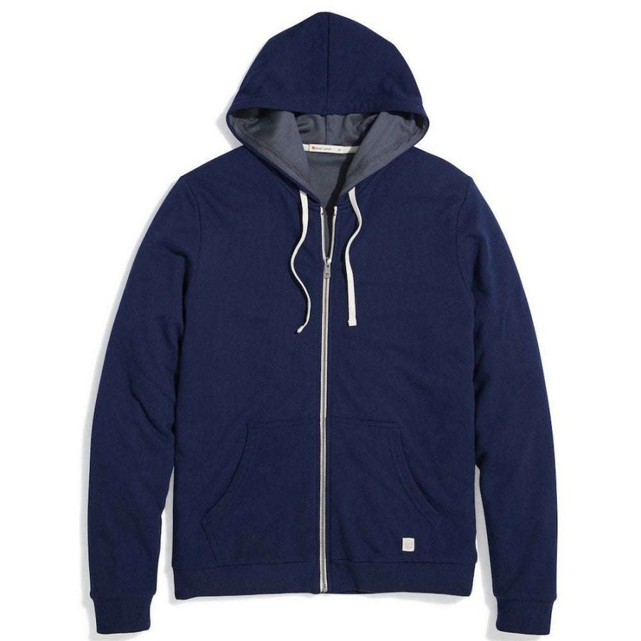 * Marine Layer Men'S True Navy/Asphalt Signature Lined Zip Hoodie | Full Zips