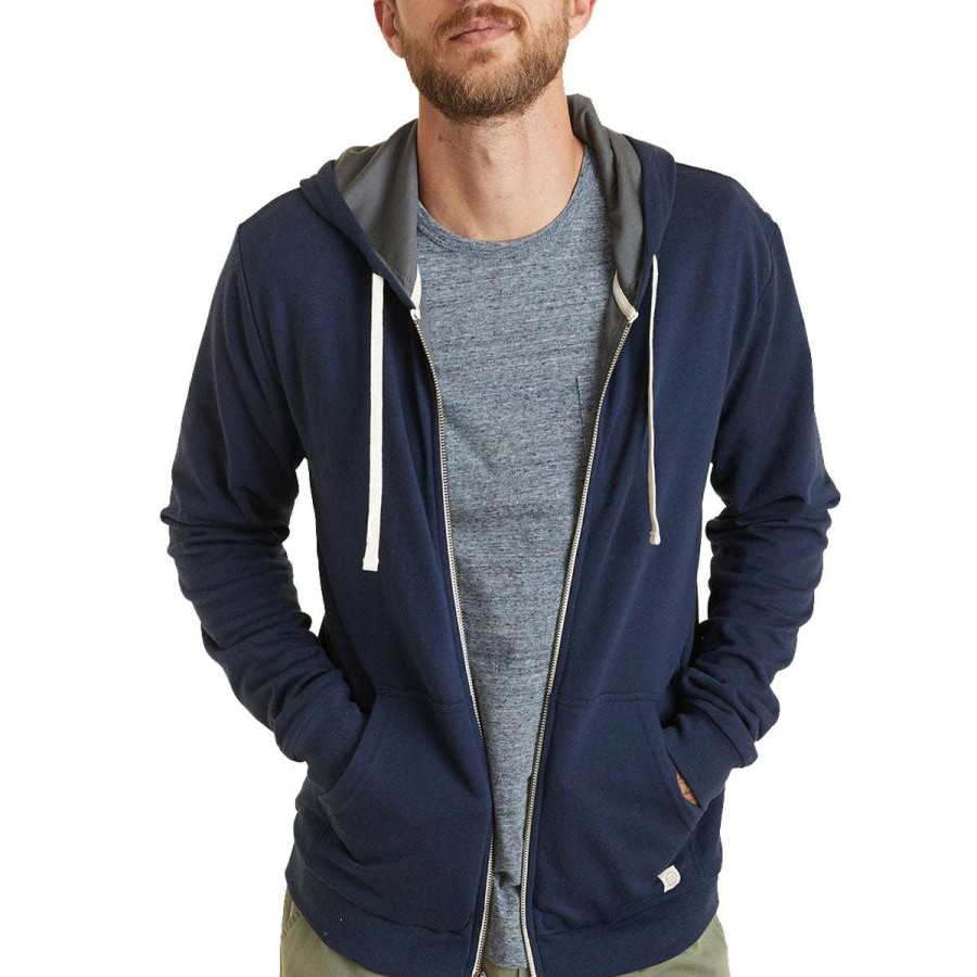 * Marine Layer Men'S True Navy/Asphalt Signature Lined Zip Hoodie | Full Zips