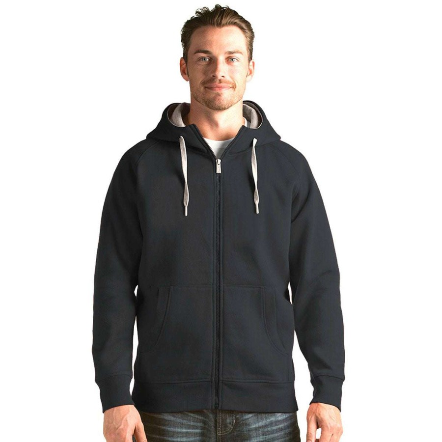 * Antigua Men'S Charcoal Victory Full Zip Hoodie | Full Zips