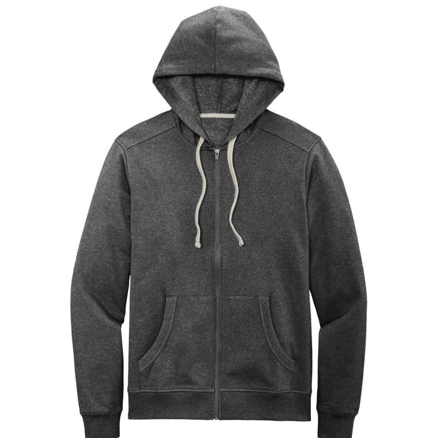 * District Men'S Charcoal Heather Re-Fleece Full-Zip Hoodie | Full Zips