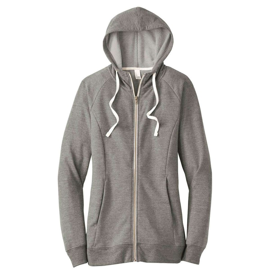 * District Women'S Grey Frost Perfect Tri French Terry Full-Zip Hoodie | Full Zips