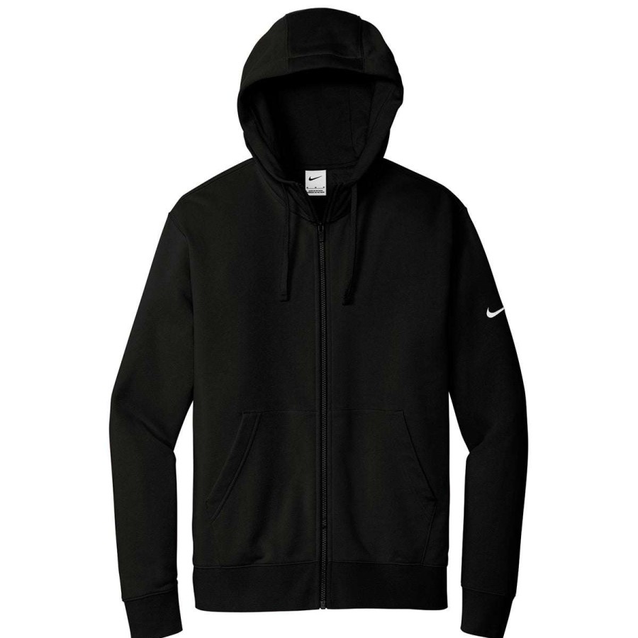 * Nike Men'S Black Club Fleece Sleeve Swoosh Full-Zip Hoodie | Full Zips