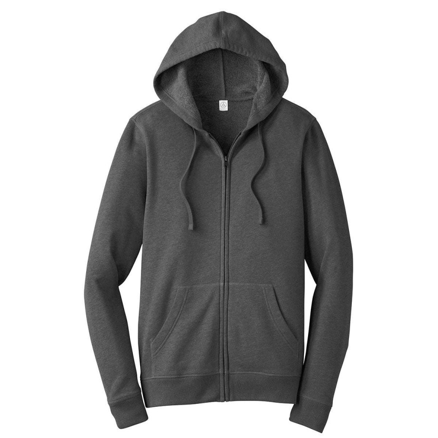 * Alternative Apparel Men'S Heather Deep Charcoal Indy Blended Fleece Zip Hoodie | Full Zips