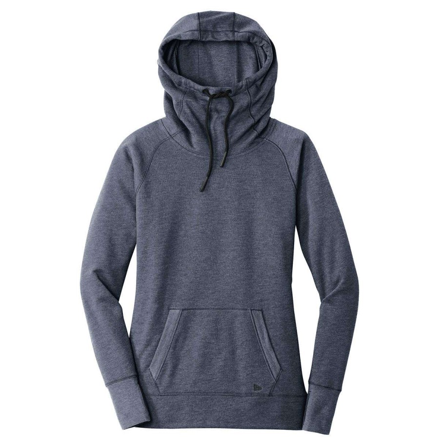 * New Era Women'S True Navy Heather Tri-Blend Fleece Pullover Hoodie | Sweatshirts