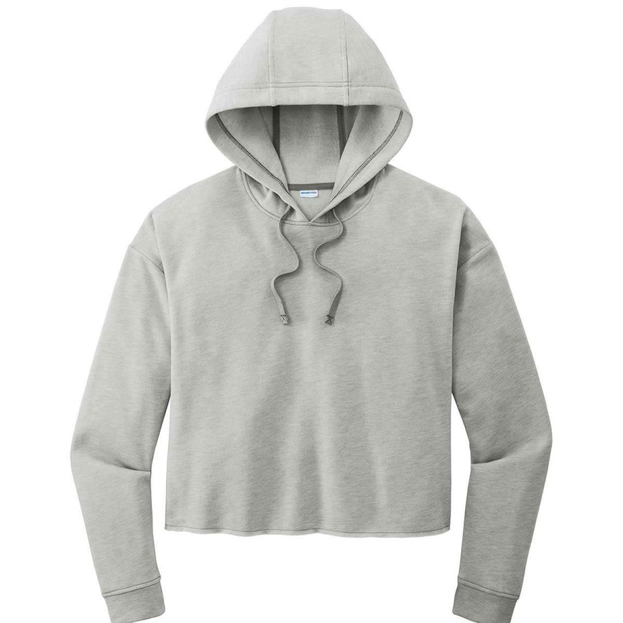 * Sport-Tek Women'S Light Grey Heather Posicharge Tri-Blend Wicking Fleece Crop Hoodie | Sweatshirts