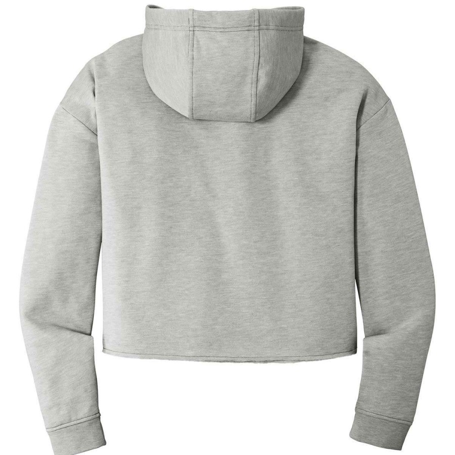 * Sport-Tek Women'S Light Grey Heather Posicharge Tri-Blend Wicking Fleece Crop Hoodie | Sweatshirts