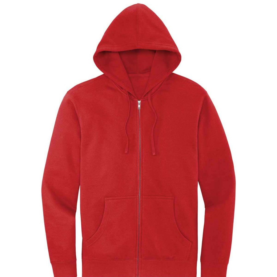 * District Men'S Classic Red V.I.T. Fleece Full-Zip Hoodie | Full Zips