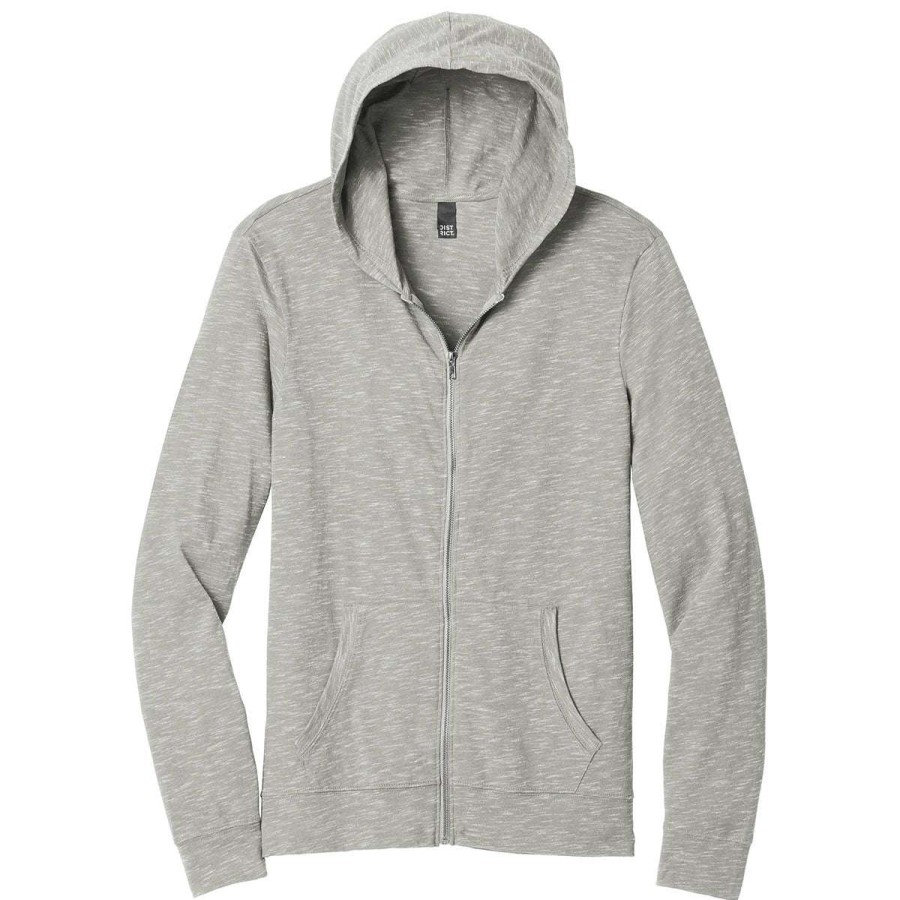 * District Men'S Light Grey Medal Full-Zip Hoodie | Full Zips