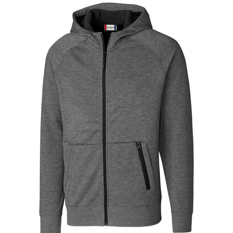 * Clique Men'S Charcoal Lund Fleece Zip Hoodie | Full Zips