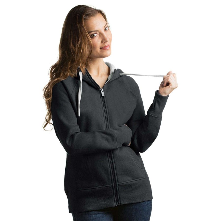 * Antigua Women'S Charcoal Victory Hoodie | Full Zips