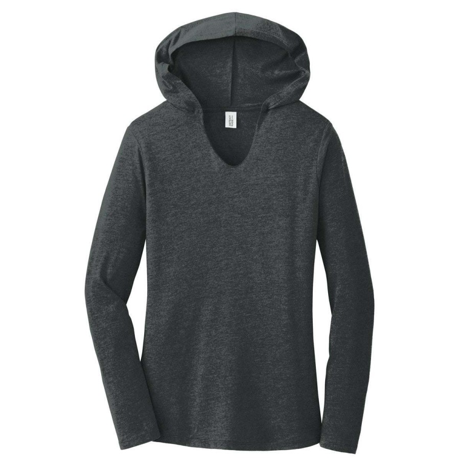 * District Women'S Black Frost Perfect Tri Long Sleeve Hoodie | Cotton