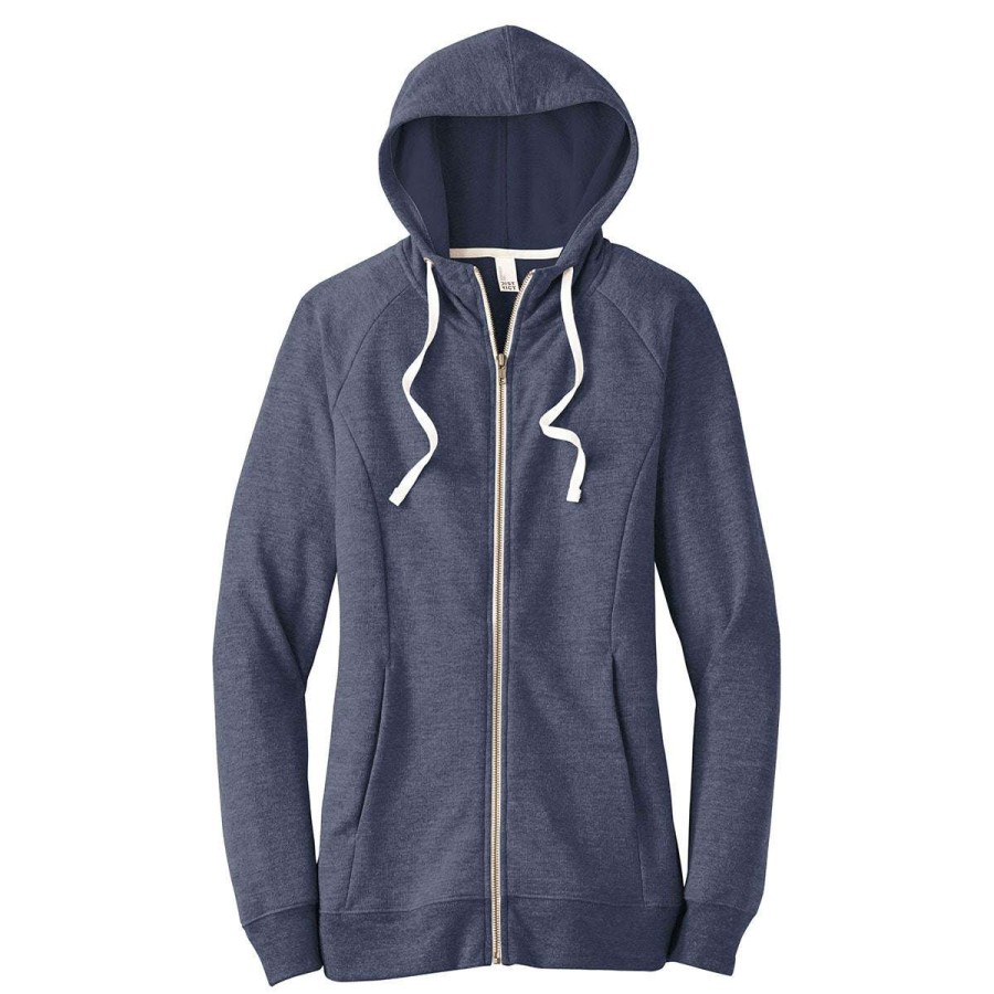 * District Women'S New Navy Perfect Tri French Terry Full-Zip Hoodie | Full Zips