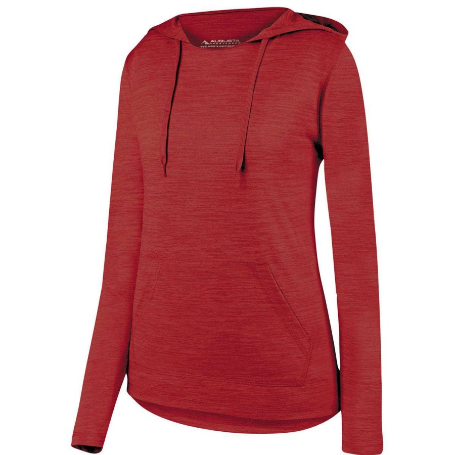 * Augusta Sportswear Women'S Red Shadow Tonal Heather Hoodie | Sweatshirts