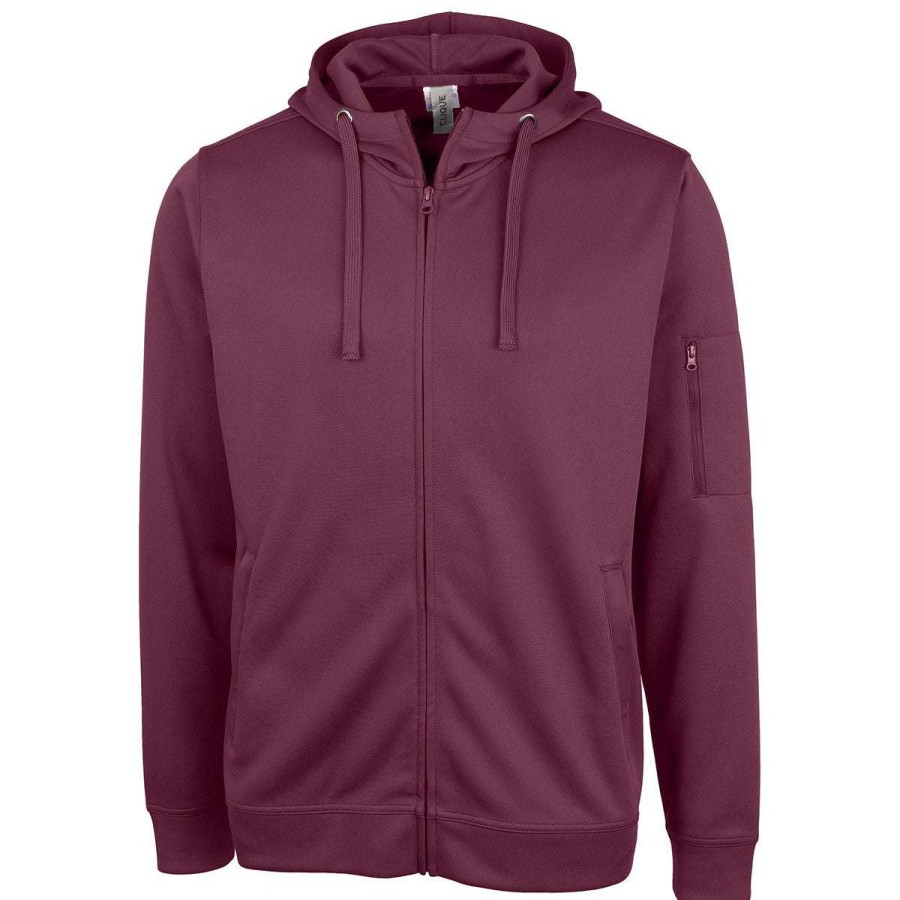 * Clique Men'S Burgundy Lift Performance Full Zip Hoodie | Full Zips