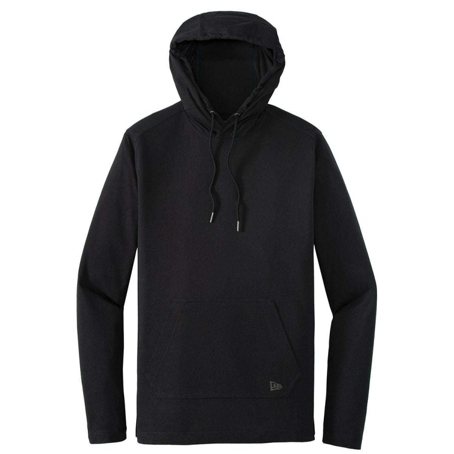 * New Era Men'S Black Solid Tri-Blend Performance Pullover Hoodie Tee | Sweatshirts