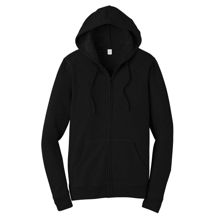 * Alternative Apparel Men'S Black Indy Blended Fleece Zip Hoodie | Full Zips