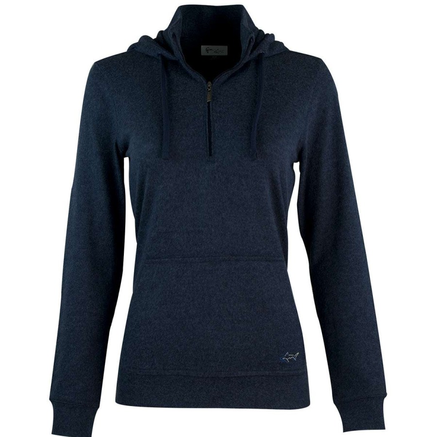 * Vantage Greg Norman Women'S Navy/Heather Lab 1/4 Zip Hoodie | Quarter Zips