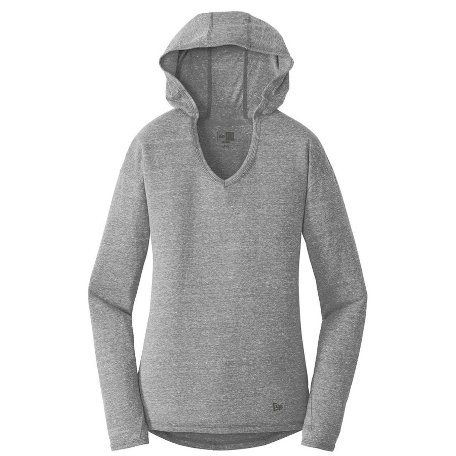 * New Era Women'S Shadow Grey Tri-Blend Performance Pullover Hoodie Tee | Sweatshirts