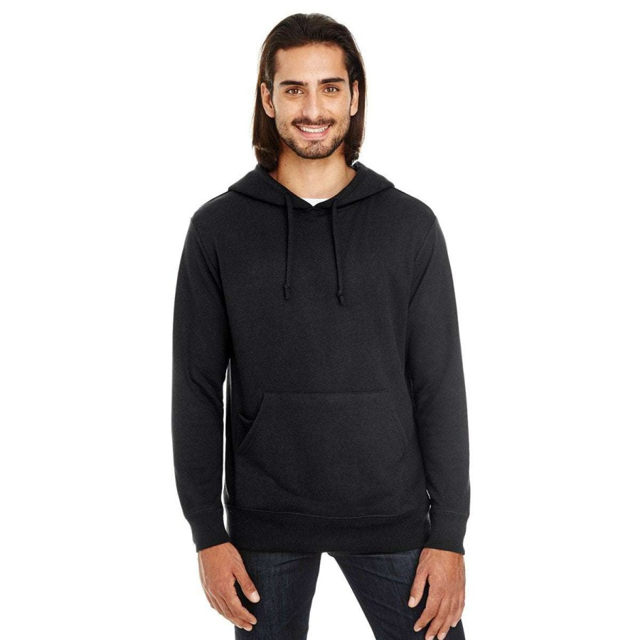 * Threadfast Uni Black Solid Triblend French Terry Hoodie | Sweatshirts