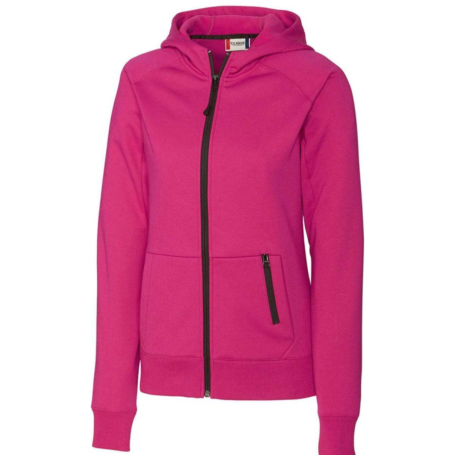 * Clique Women'S Ribbon Pink Lund Fleece Zip Hoodie | Full Zips